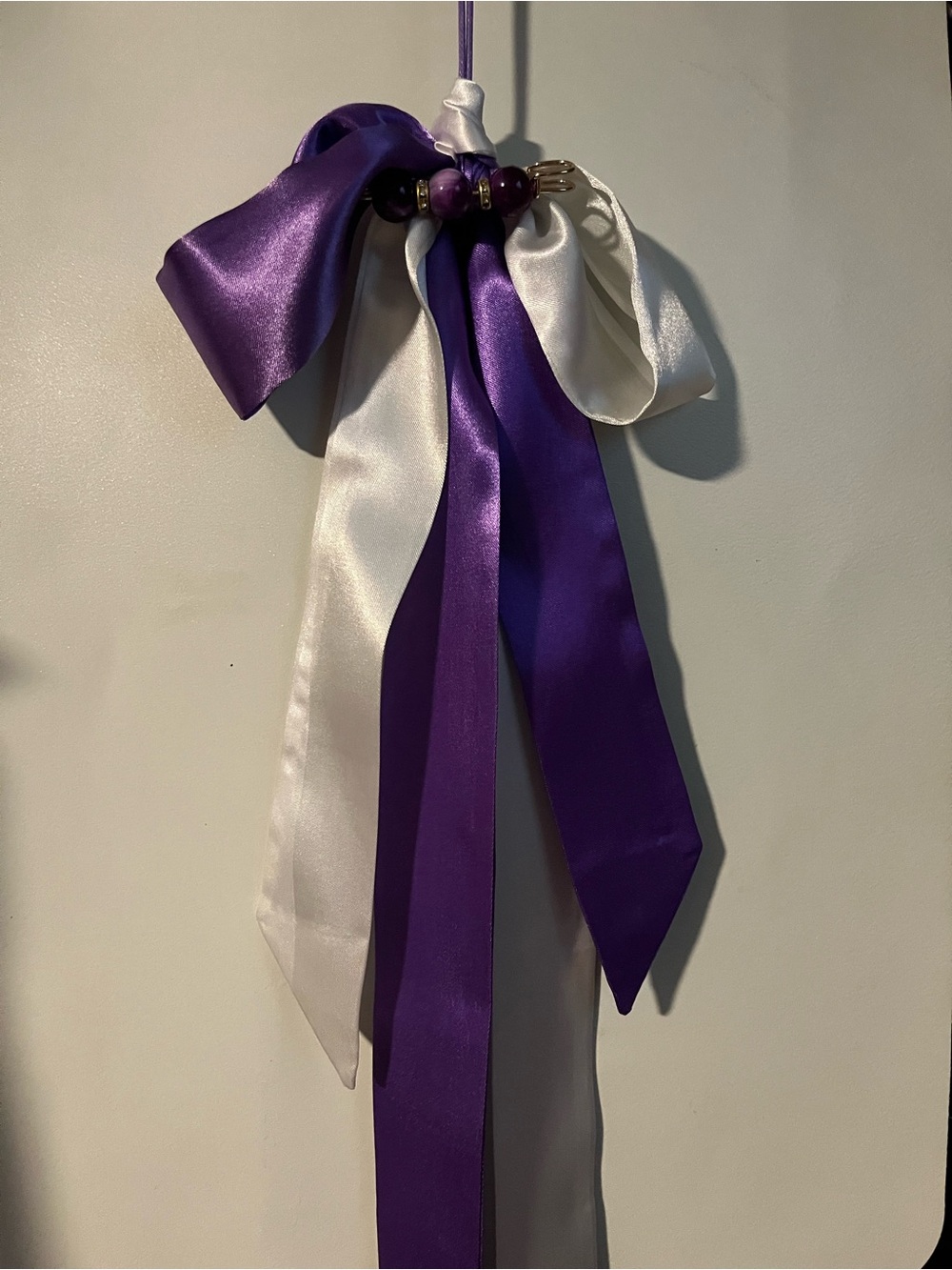 Dual Satin Scarf Necklace with Decorative Pin